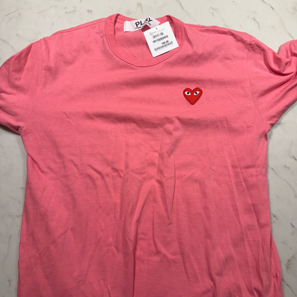 Commes de Garçon Pink Short Sleeve Tees Casual Cotton